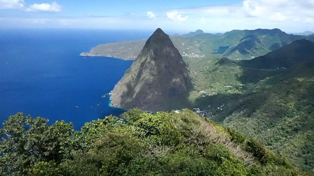 St. Lucia, Petit Piton view from Gros Piton