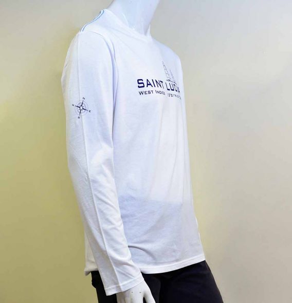 St. Lucia t-shirt white long sleeve side1