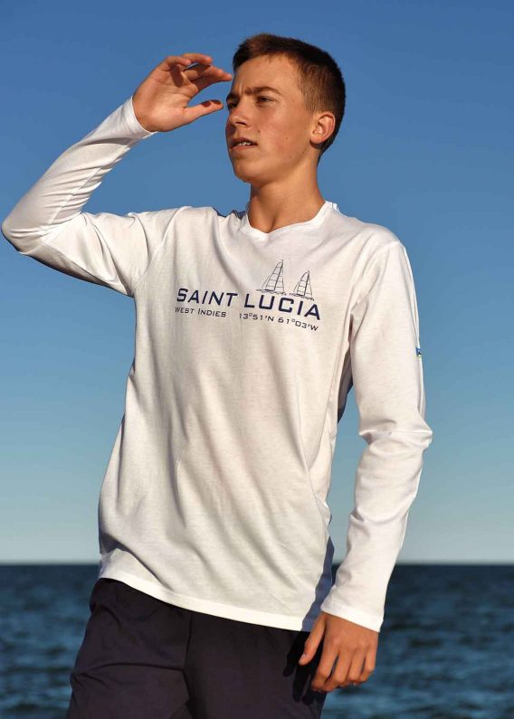 Nautical long sleeve white t-shirt St. Lucia