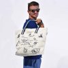 Happy Barracuda Large Cotton Beach Bag