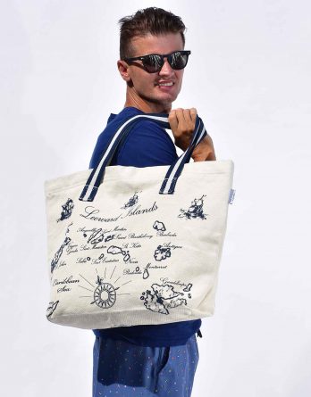 Happy Barracuda Large Cotton Beach Bag